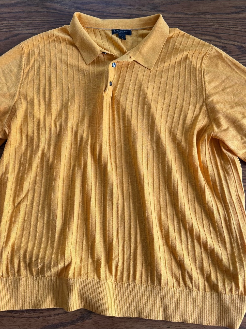 Banana Republic Yellow Knit Polo Size XXL Silk and Linen